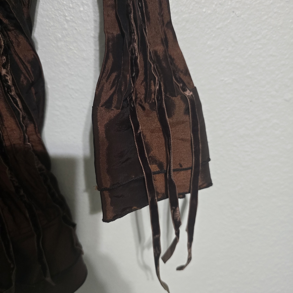 Agora Chocolate Brown Ruffled Blouse - Picture 3 of 4